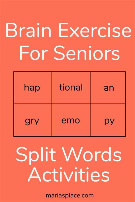 Split Words (all for free) - Maria's Place. Each section in these split words games contains ...