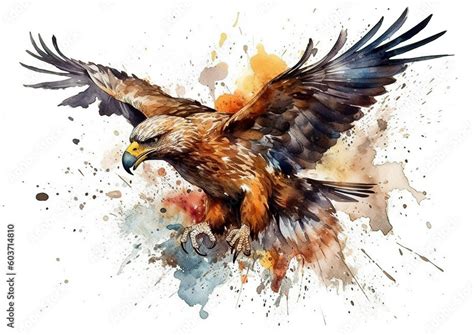 Watercolor abstract illustration of a golden eagle.Golden Eagle in ...