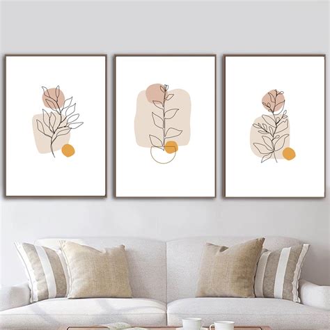 Abstract Botanical Wall Art Set of 3 Prints Line Art Drawing - Etsy ...