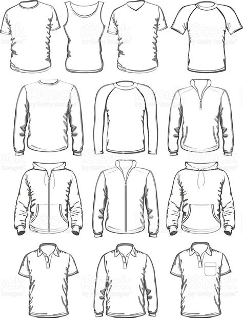 Collection of men clothes outline templates. vector illustration ...