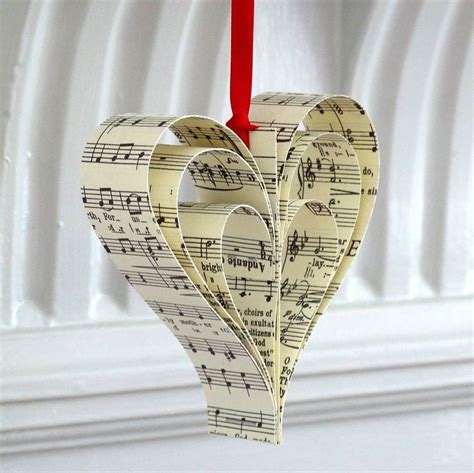 Make your own tree decoration with sheet music paper. | Paper christmas ...