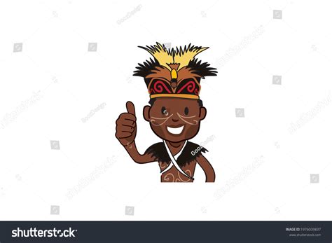 Papua Indonesia Male Cartoon Character Wearing Stock Vector (Royalty Free) 1976039837 | Shutterstock