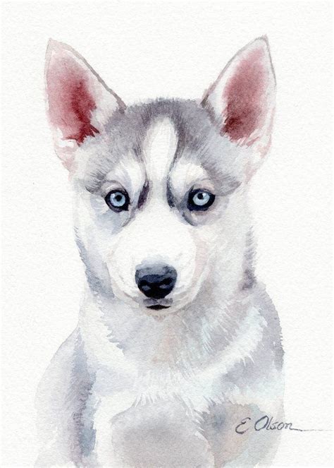 ORIGINAL Watercolor Husky Painting Husky Puppy Painting Dog - Etsy ...