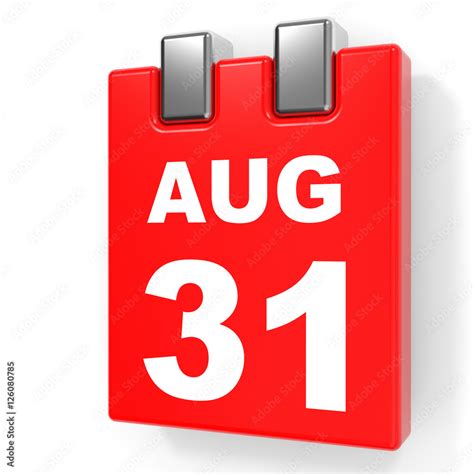 August 31. Calendar on white background. Stock Illustration | Adobe Stock