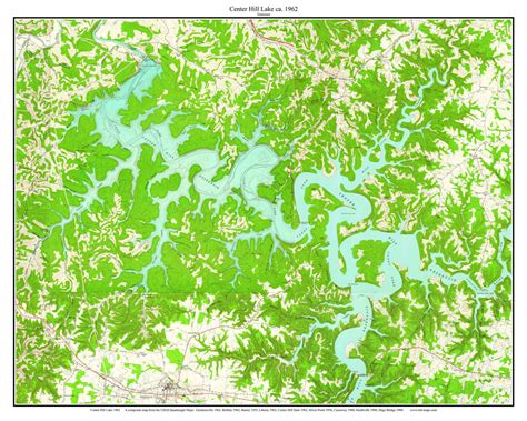 Center Hill Lake 1962 - Custom USGS Old Topo Map - Tennessee - OLD MAPS