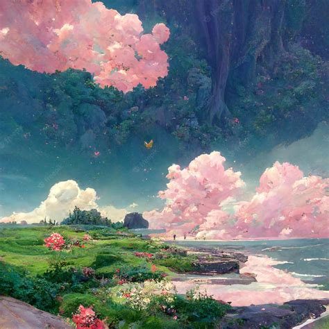 Premium AI Image | Anime Style Landscape Art