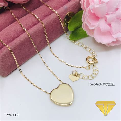 18k Japan Yellow Gold Solid Heart Design Necklace - Tomodachi Jewelry