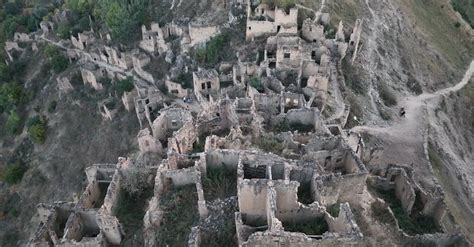 Aerial View of the Ruins of a Ghost Town in the Mountains Free Stock ...