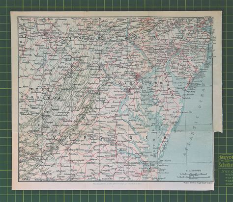 1905 Vintage South Mid-Atlantic Map