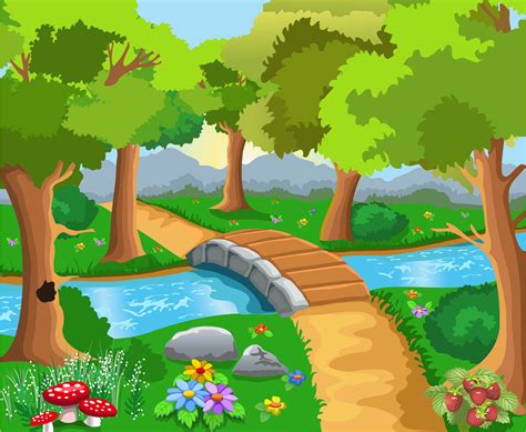 Cute cartoon landscape vector Free Vector | Cartoon background, Art drawings for kids, Art