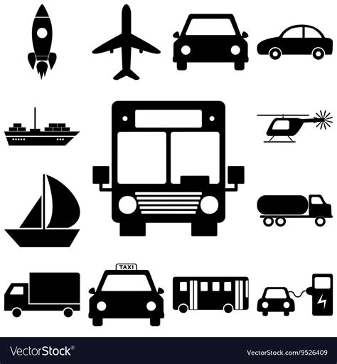 Transport sign set flat style icons Royalty Free Vector