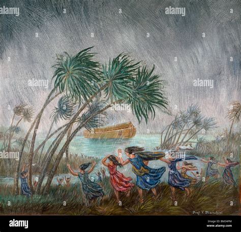 Rains Came - Beginning of Flood by Vittorio Bianchini, (1797-1880 Stock Photo - Alamy