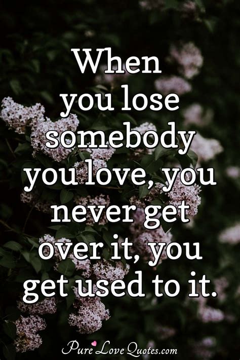 When you lose somebody you love, you never get over it, you get used to it. | PureLoveQuotes