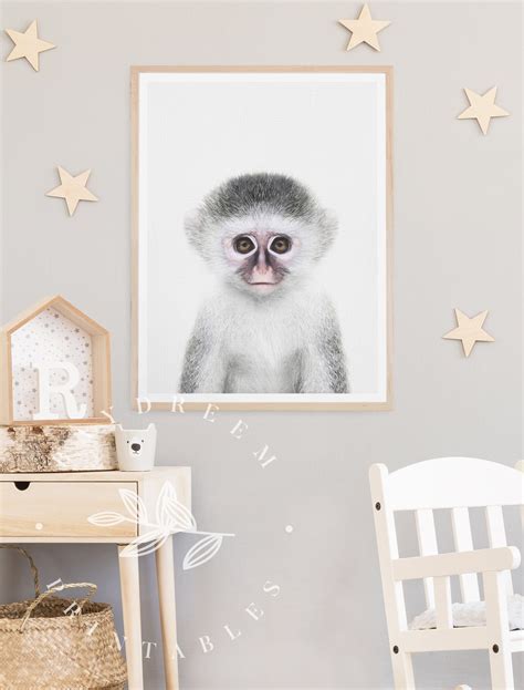 Monkey Nursery Wall Art Baby Monkey Nursery Print Safari | Etsy