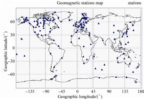 Map of global geomagnetic stations used in the study. | Download ...