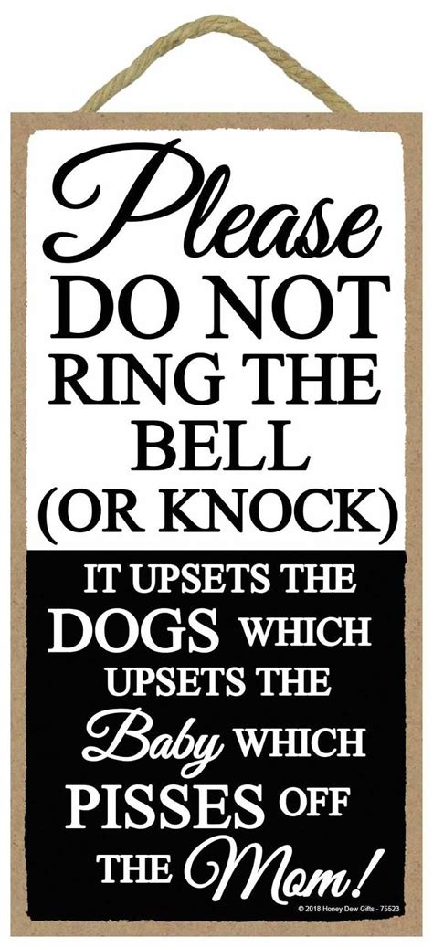 Funny Door Signs Please Do Not Ring The Bell or Knock 5 x 10 inch Hanging Wall Art Do Not Knock ...