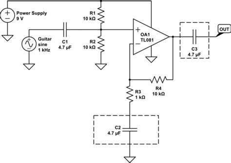 Single supply non-inverting amplifier using op amp