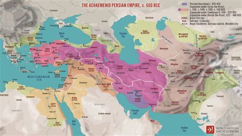 Mapa de la expansión del Imperio Aqueménida (500 a.C.) - Mapas Milhaud