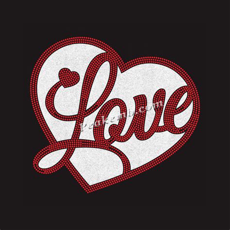 LOVE letters heart design heat iron on transfer - PEAKEMB