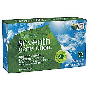 SEVENTH GENERATION Dryer Sheets, 80 ct. Box, Free & Clear/Unscented ...