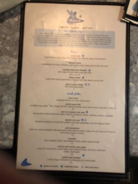 Menu at Aqua Restaurant, Beaufort