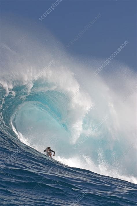 Big wave surfing in Hawaii - Stock Image - C056/7763 - Science Photo ...