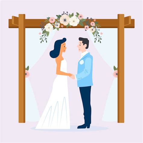 Free Vector | Bride and groom getting married