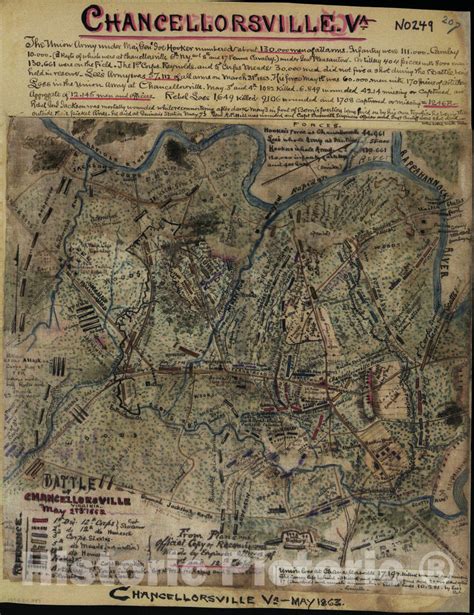 Historic 1863 Map - Battle of Chancellorsville, Virginia, May 2nd & 3r ...