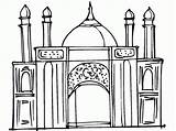 Mosque Coloring Page Cartoon Sketch sketch template