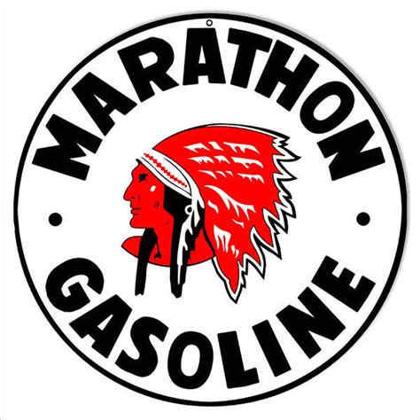 Marathon Gasoline Motor Oil Gas Station Garage Shop Metal Sign | Etsy