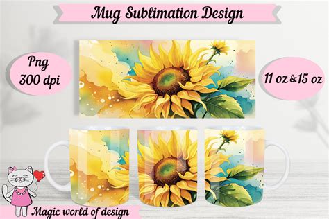 Sunflower Design Mug Template PNG, 11oz Graphic by Magic world of design · Creative Fabrica