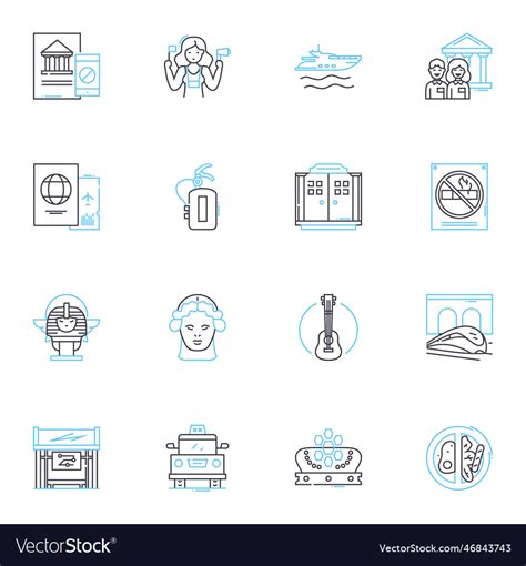 Leisure center linear icons set fitness pool Vector Image