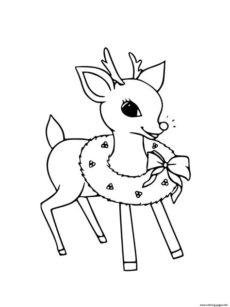 Reindeer Cute Christmas Coloring page Printable