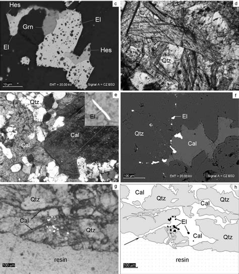 Auriferrous veinlets: (a) Quartz-adularia veinlet from Figure 1a (the ...