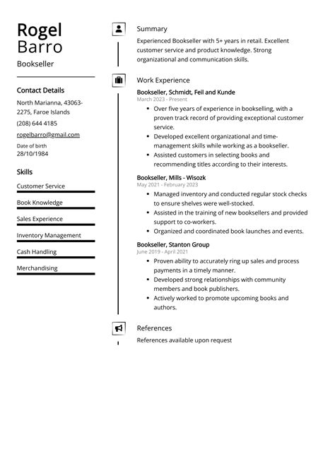 Bookseller Resume Example (Free Guide)