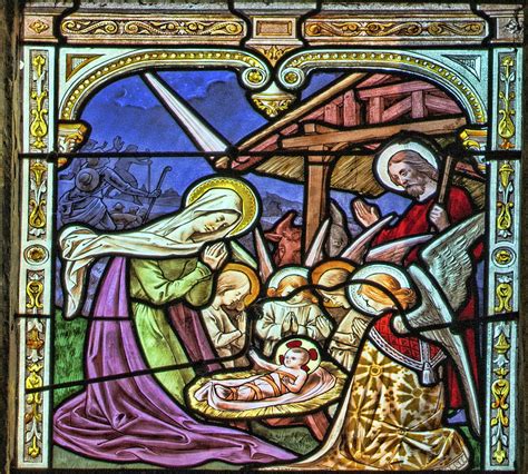 Rosary Window - Third Joyful Mystery - The Nativity Photograph by Curt Rush