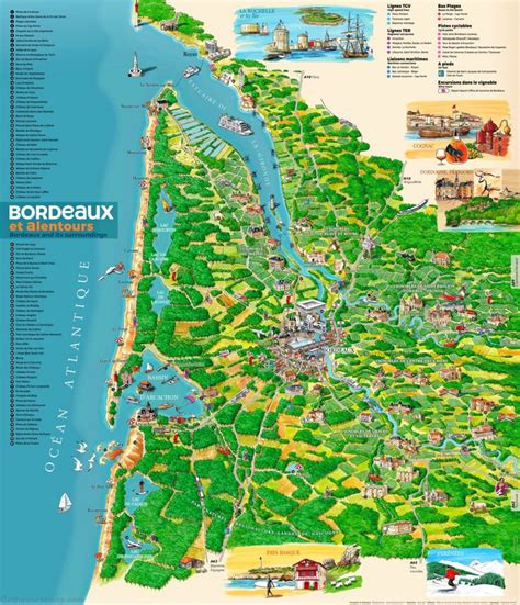 Tourist map of surroundings of Bordeaux