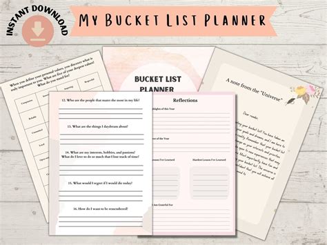 2023 Bucket List, Bucket List Planner, Self Discovery Prompts, Bucket ...