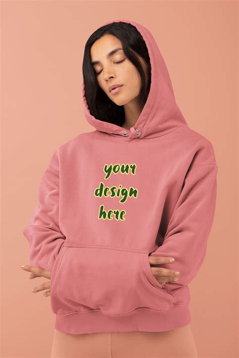 Woman Wearing Hoodie Mockup