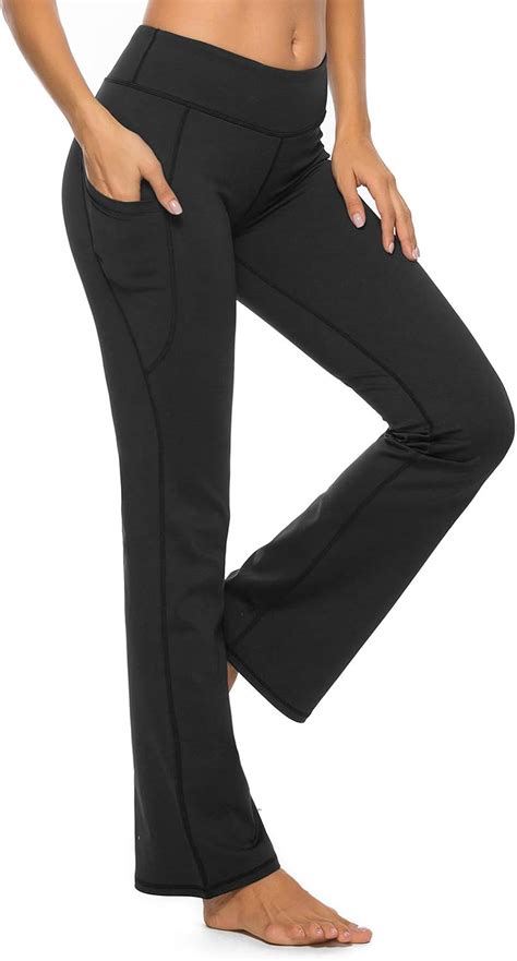 Amazon.com: CLOZZ.U Boot Cut Yoga Pants with Pockets Bootleg Flared Pants for Women Black: Clothing