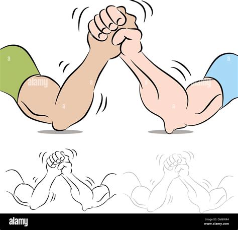 Two People Arm Wrestling Drawing - Spacotin