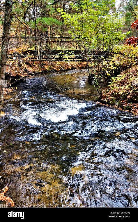 An autumn scene of the Fort McCoy Pine View Recreation Area is shown ...