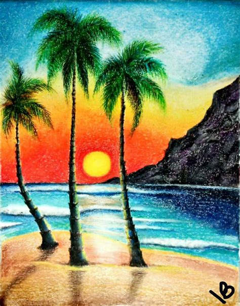 a lovely sunset using oil pastel | Oil pastel drawings easy, Oil pastel landscape, Oil pastel ...