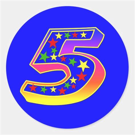 Stars Number 5 Stickers | Zazzle