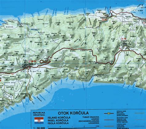 Korcula Island Map: Map of Cara, Pupnat and Racisce, Babina, Zavalatica, Zitna , Pupnatska Luka ...