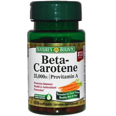 Nature's Bounty, Beta-Carotene, Provitamin A, 25,000 IU, 100 Softgels ...