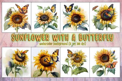 Sunflower with Butterfly Background Graphic by Meow.Backgrounds ...