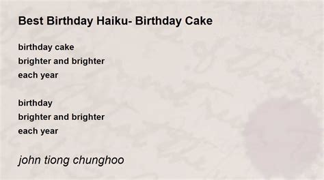 Best Birthday Haiku- Birthday Cake Poem by john tiong chunghoo - Poem Hunter