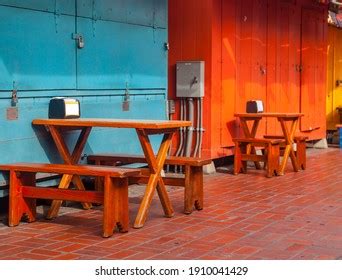 Outdoor Dining Area Table Seats Downtown Stock Photo 1911154390 | Shutterstock