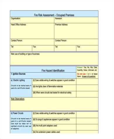 Fire Risk Assessment Form Template Free - FREE PRINTABLE TEMPLATES